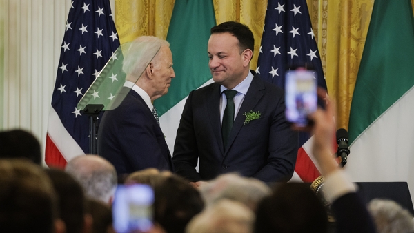 Taoiseach Leo Varadkar with US President Joe Biden at a St Patrick's Day event in Washington, DC