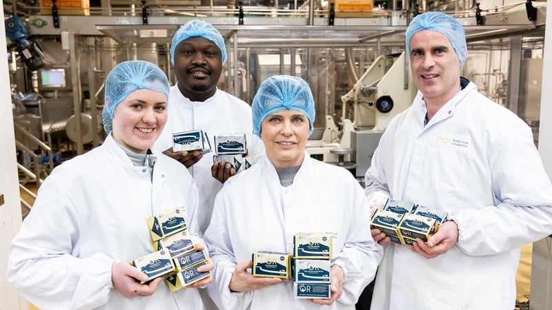 Roisín Scully, Retail Supply Chain Graduate, Victor Moyo, Butter Maker at Ór-Real, Urszula Stula, Retailing Packing and Stephen Daly, Dairy Commercial and Operations Manager at Ór-Real