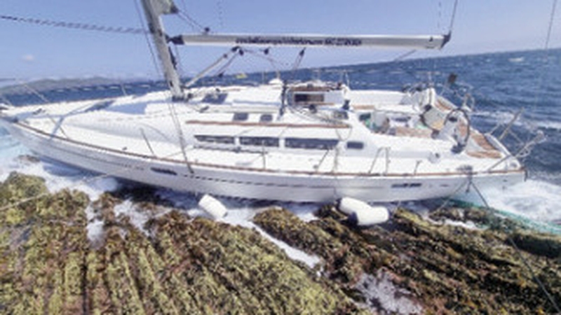 The 13-metre yacht found itself pushed towards rocks, and eventually broke up due to the continuous hammering against the rocks (Image: MICB)