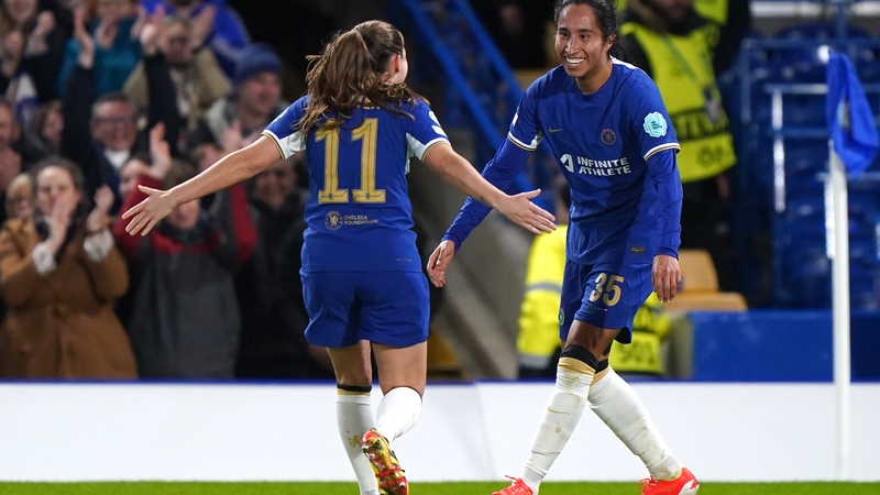 Chelsea's Mayra Ramirez (right) celebrates scoring