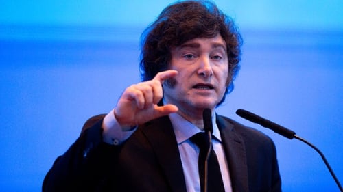With Javier Milei's disapproval ratings rising, the leader is seeking help from a powerful friend (file pic)