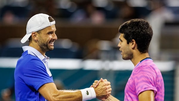 Dimitrov (L) has two wins on the bounce against Alcaraz