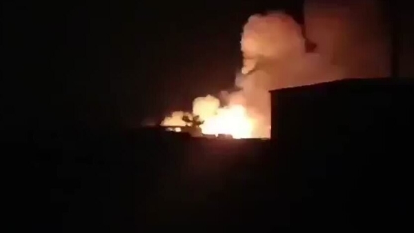 Explosions are seen at the targetted site in Aleppo