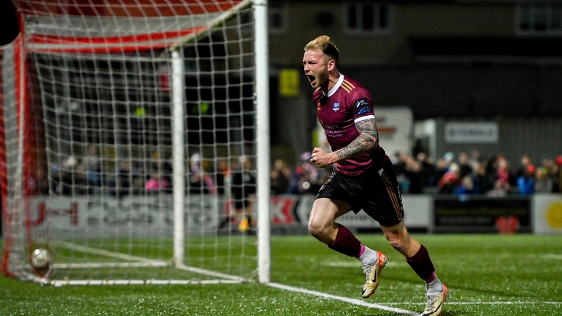 Stephen Walsh celebrates after scoring Galway United's winner