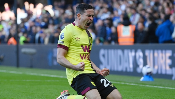 Josh Cullen celebrates his equalising goal for Burnley