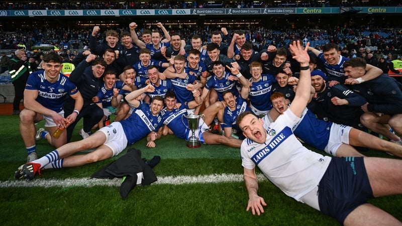 Laois celebrate their first league trophy in six years