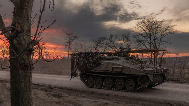 Ukrainian soldiers in Spartan armoured personnel carrier in Chasiv Yar, Donetsk, Ukraine