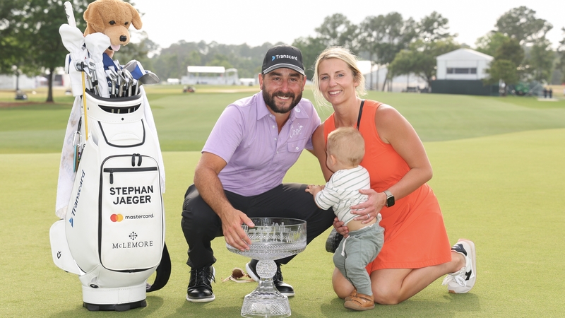 Germany's Stephen Jaeger with his family - and the trophy