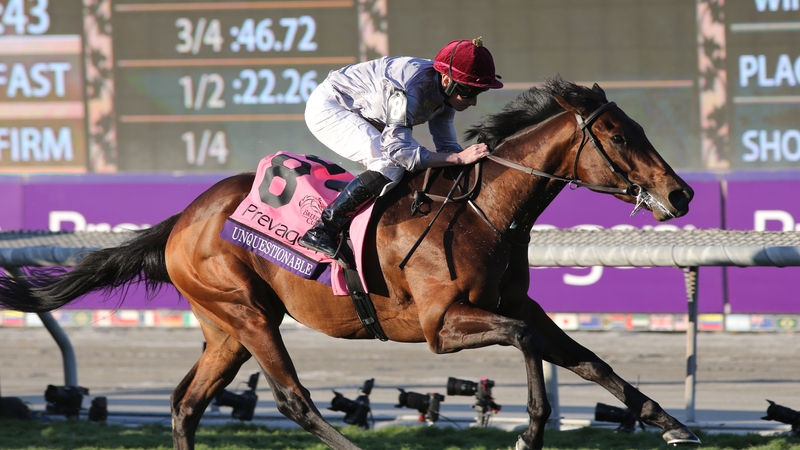 Unquestionable and Ryan Moore winning the Breeders' Cup Juvenile Turf