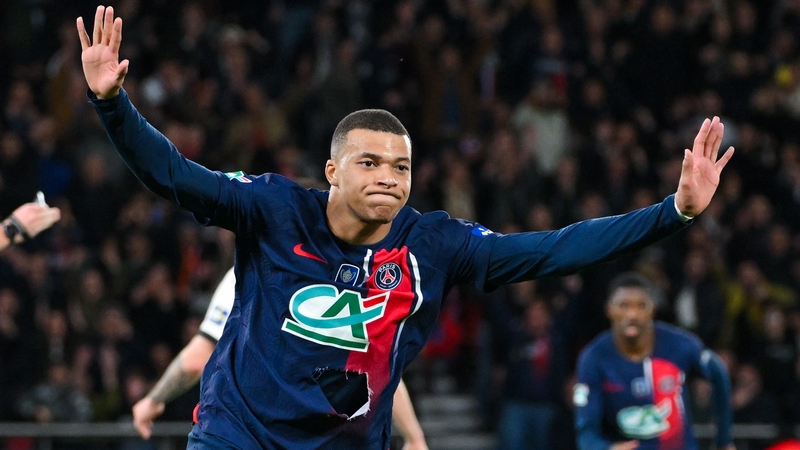 Kylian Mbappe celebrates his goal as Paris Saint-Germain won their semi-final
