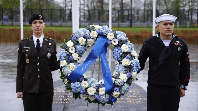 Military personnel at the 75th anniversary ceremony in Brussels