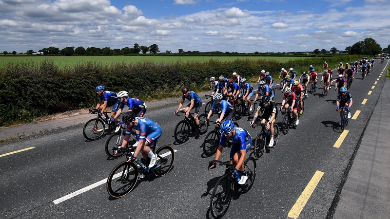 Riders in actions during the 2022 edition of Rás Tailteann