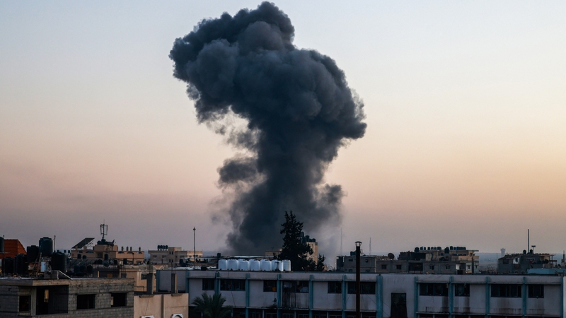 Smoke rises over Rafah following an Israeli strike