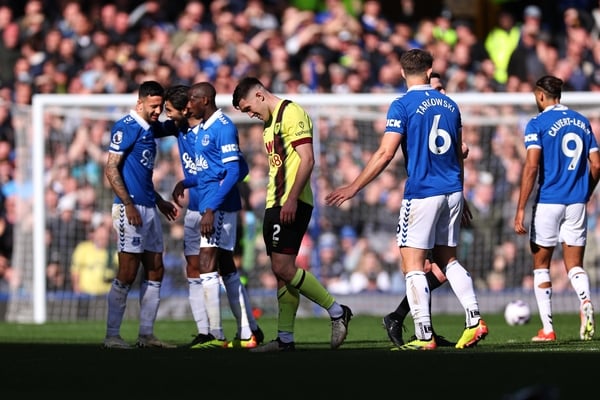 Dara O'Shea received a straight red card for a lunge on Dwight McNeil