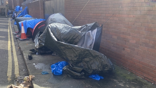Tents seen on streets around the IPO in Dublin