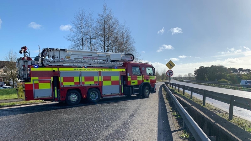 Emergency services at the scene of the fatal collision in Midleton, Co Cork this morning