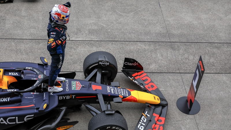 Max Verstappen celebrates after winning at Suzuka