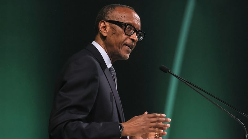 Rwanda's president Paul Kagame led 37 visiting leaders at a wreath laying ceremony at a genocide memorial in the capital Kigali