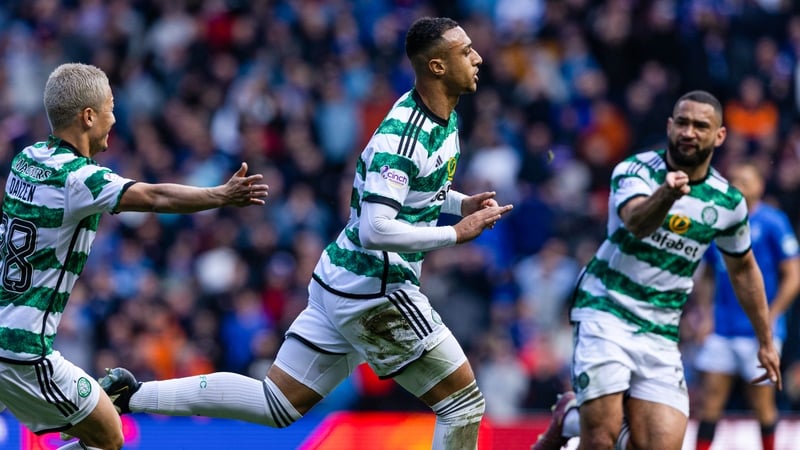 Adam Idah celebrates his strike at Ibrox
