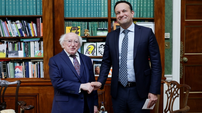 Leo Varadkar meeting President Michael D Higgins to present his resignation