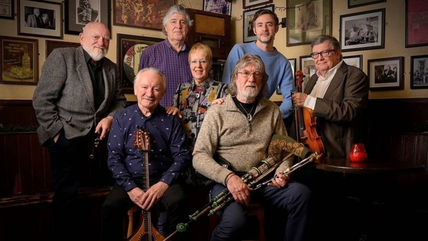 The reformed Bothy Band (L-R): Matt Molloy, Dónal Lunny, Paddy Glackin, Tríona Ní Dhomhnaill, Paddy Keenan, Seán Óg Graham and Kevin Burke.