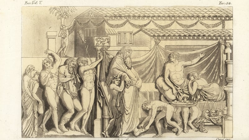 Scene from Petronius's Satyricon by Corsi from Giulio Ferrario's Costumes Ancient and Modern of the Peoples of the World, Il Costume Antico e Moderno, Florence, 1843. Photo: Florilegius/Universal Images Group via Getty Images