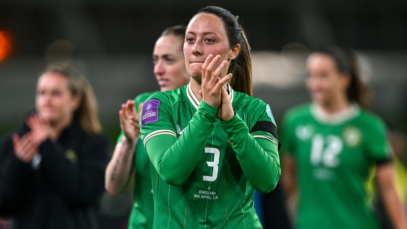 Megan Campbell salutes the fans at the Aviva Stadium