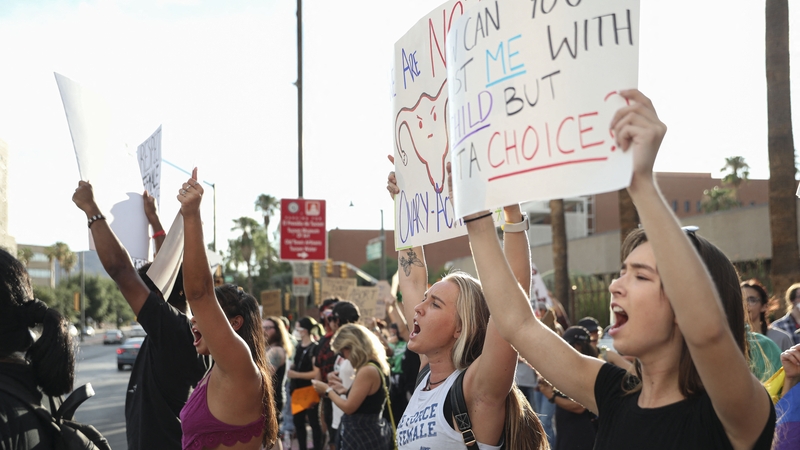 Abortion rights activists in Tucson, Arizona on 4 July 2022