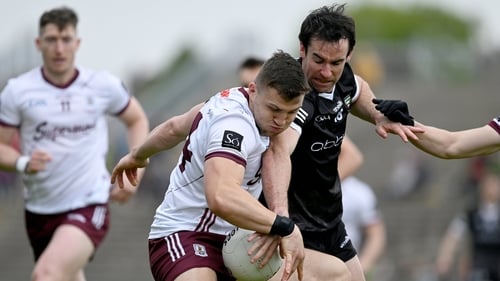 Damien Comer of Galway dispossesses Darragh Cummins of Sligo during last year's Connacht final