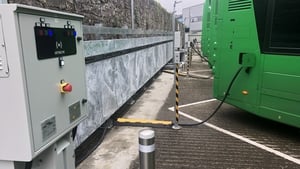 Electric buses sitting idle show image