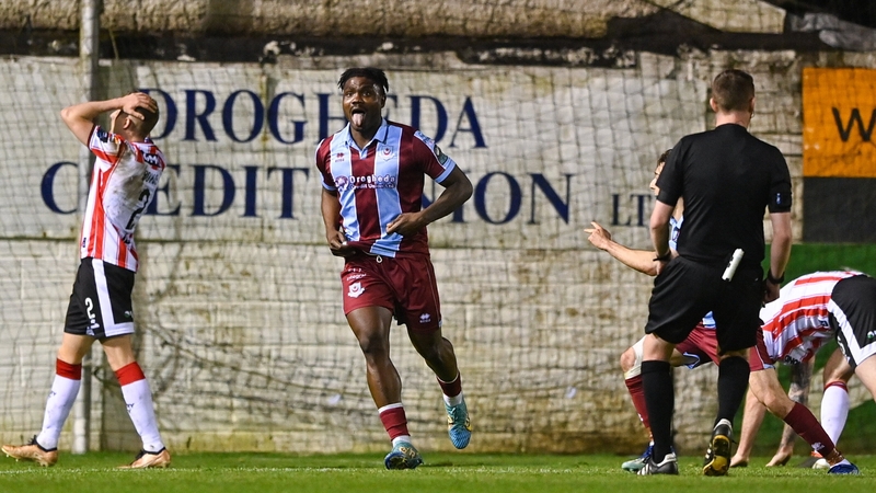 Frantz Pierrot of Drogheda United celebrates
