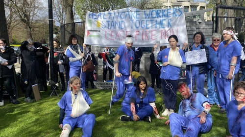 The rally was organised by Healthcare Workers Standing Together and Mothers Against Genocide