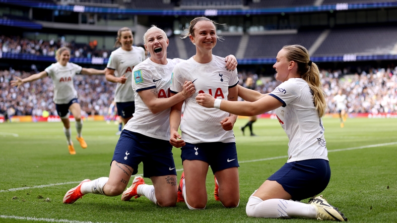 Martha Thomas celebrates as her goal sent Tottenham to the Wembley decider
