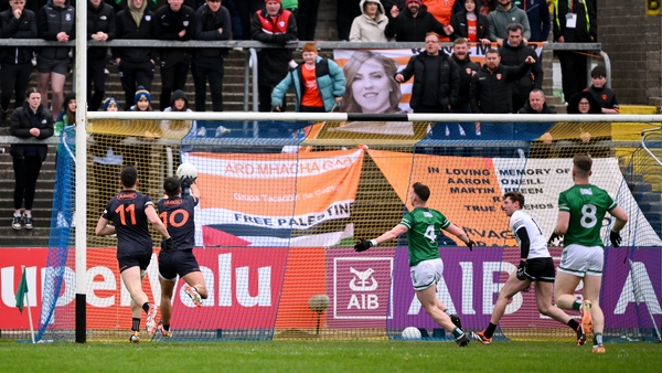 Armagh's Stefan Campbell (No 10) scores his side's third goal
