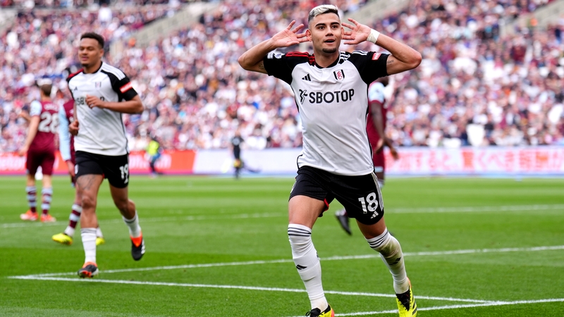 Fulham's Andreas Pereira celebrates his second goal