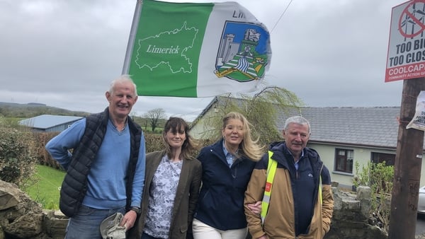 Local residents (L-R) Tom Larkin, Brenda Dowling, Noreen Stokes, Tom Ahern oppose the proposed wind farm