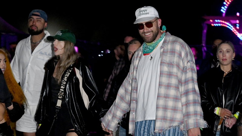 Taylor Swift and Travis Kelce at the Coachella Music and Arts Festival in Thermal, California on Saturday night