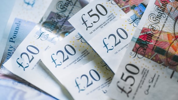 a pile of 20 and 50 pound sterling notes