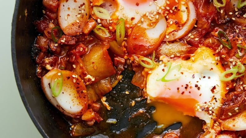 Similar to shakshuka, but with a Korean twist.