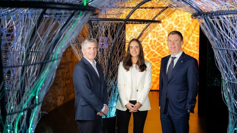 Conor Hanley, CEO of FIRE1, Eimear McCrann, Director of EY Entrepreneur of the Year and Roger Wallace, Partner Lead of EY Entrepreneur of the Year at the launch of the finalists