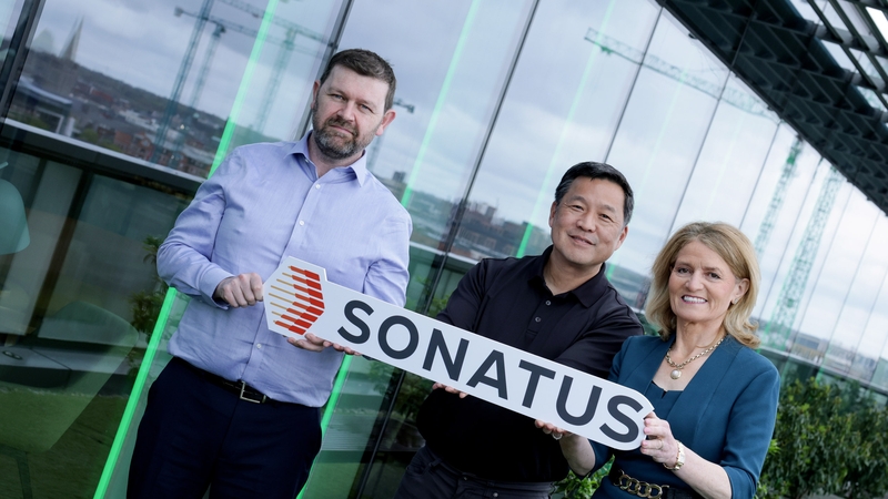 Marc Synnott, General Manager of Ireland Operations at Sonatus, Jeff Chou, co-founder and CEO of Sonatus and Mary Buckley, Executive Director of IDA Ireland