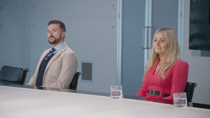 Phil Turner and Rachel Woolford during The Apprentice final on BBC One on Thursday night