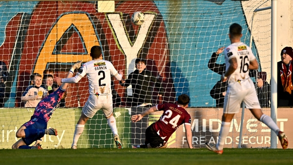 Edward McCarthy knocks home the winner for Galway United