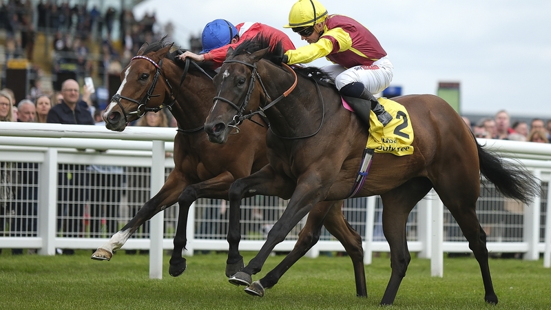 Hollie Doyle gets Folgaria up to win the DDF Stakes at Newbury