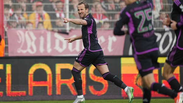Harry Kane celebrating a goal during Bayern's win