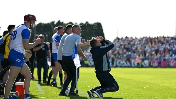 Davy Fitzgerald falls to the ground after Waterford secured two points in the Munster Hurling Championship