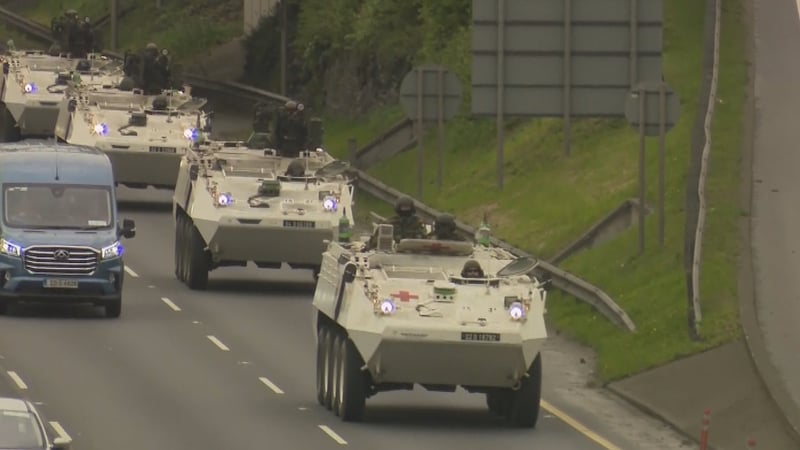 Three convoys of military vehicles travelled along the M50 today
