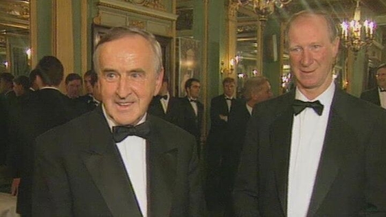 Albert Reynolds and Jack Charlton at black-tie event in London's Café Royal, 1994.