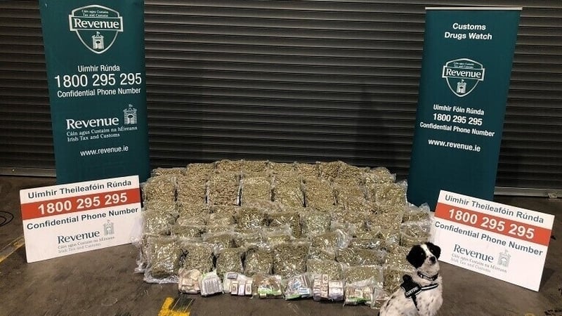 Detector dog Milo assisted with the seizure in Dublin, worth almost €1.7m