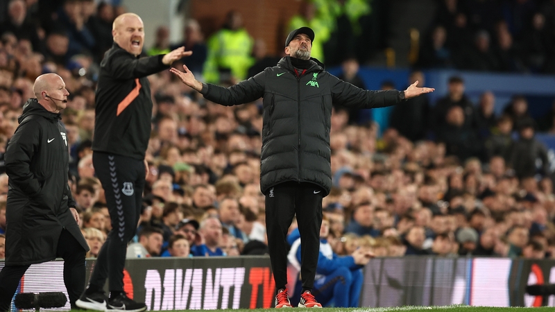 Liverpool manager Jurgen Klopp during the defeat at Goodison Park